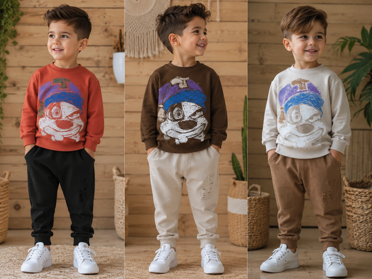 ست بلوزشلوار بچگانه پسرانه مجلسی کتان کد 1014